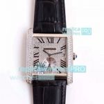 Swiss Replica Cartier Tank Diamond Iced Out Watch Stainless Steel